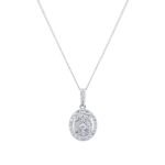 9ct White Gold 0.25ct Diamond Oval Cluster Pendant
